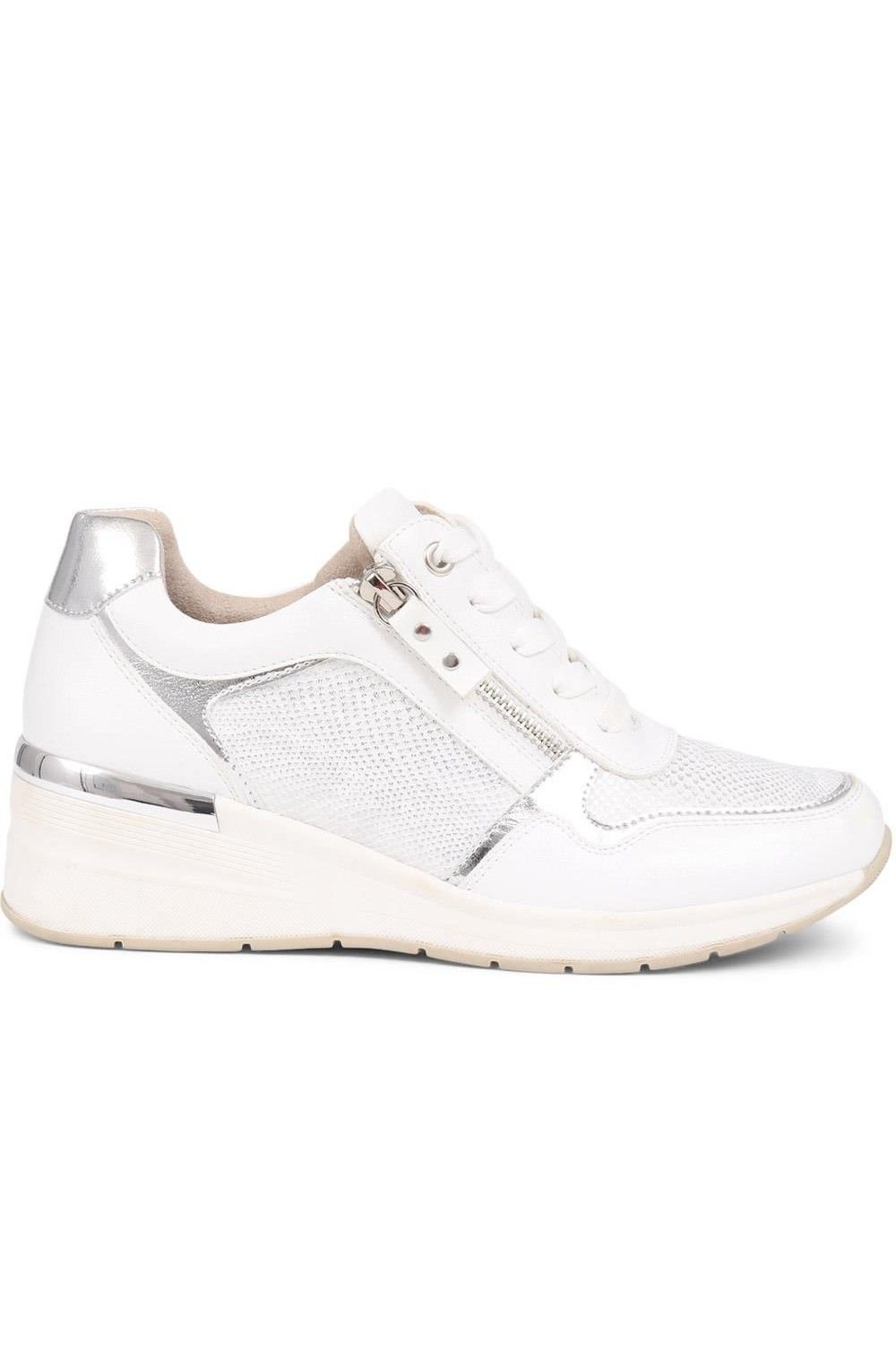 Bellissimo Bellissimo Women's Metallic Accent Wedge Trainers in White - 2