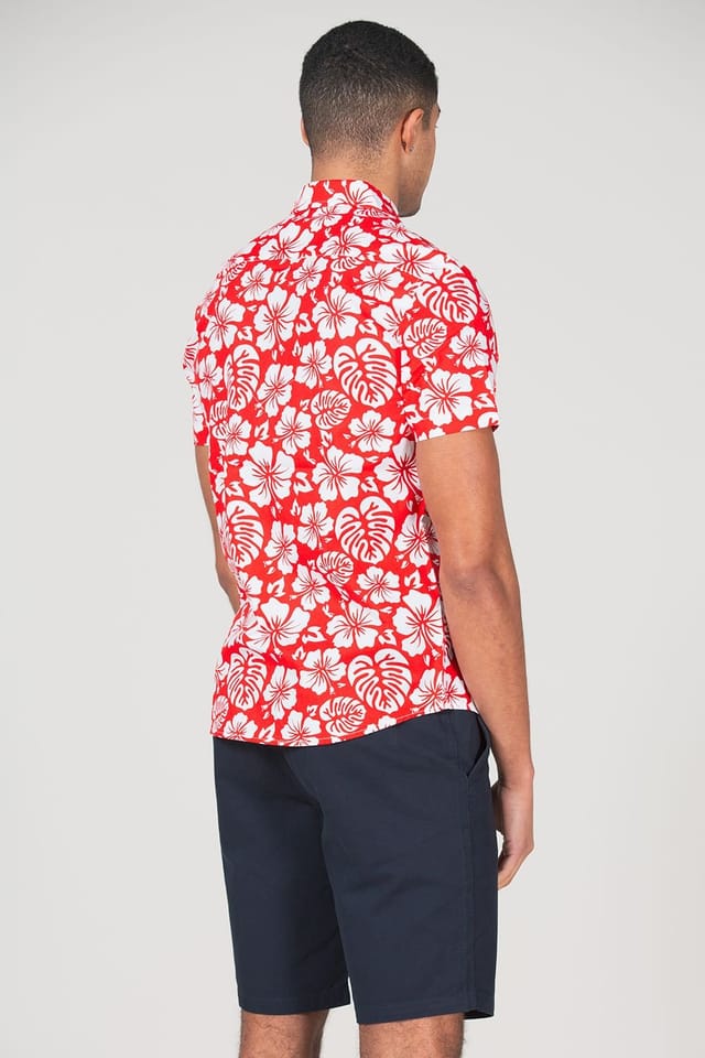 Tokyo Laundry Tokyo Laundry Men's Cotton Short Sleeve Button-Up Printed Shirt in Red - 2