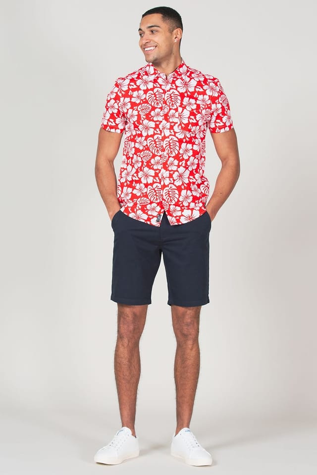 Tokyo Laundry Tokyo Laundry Men's Cotton Short Sleeve Button-Up Printed Shirt in Red - 3