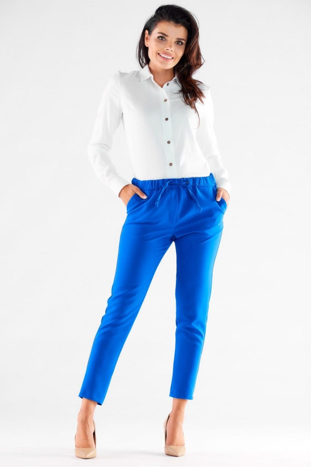 Love Lace Blue Casual Drawstring Pocket Trousers