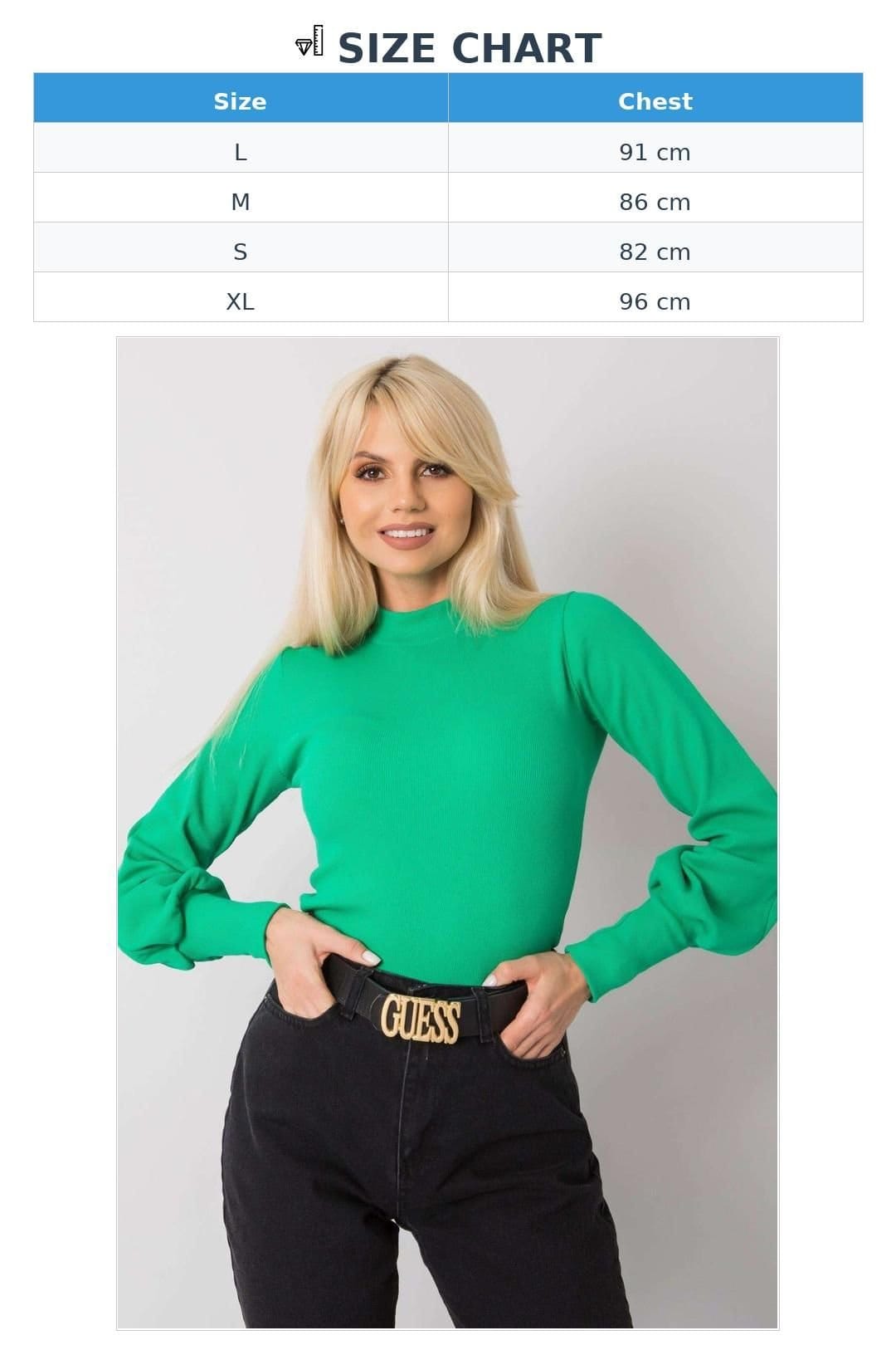 Love Lace Love Lace Women's Long Sleeve Ribbed Blouse With Wide Cuffs Style 168199 in Green - 4