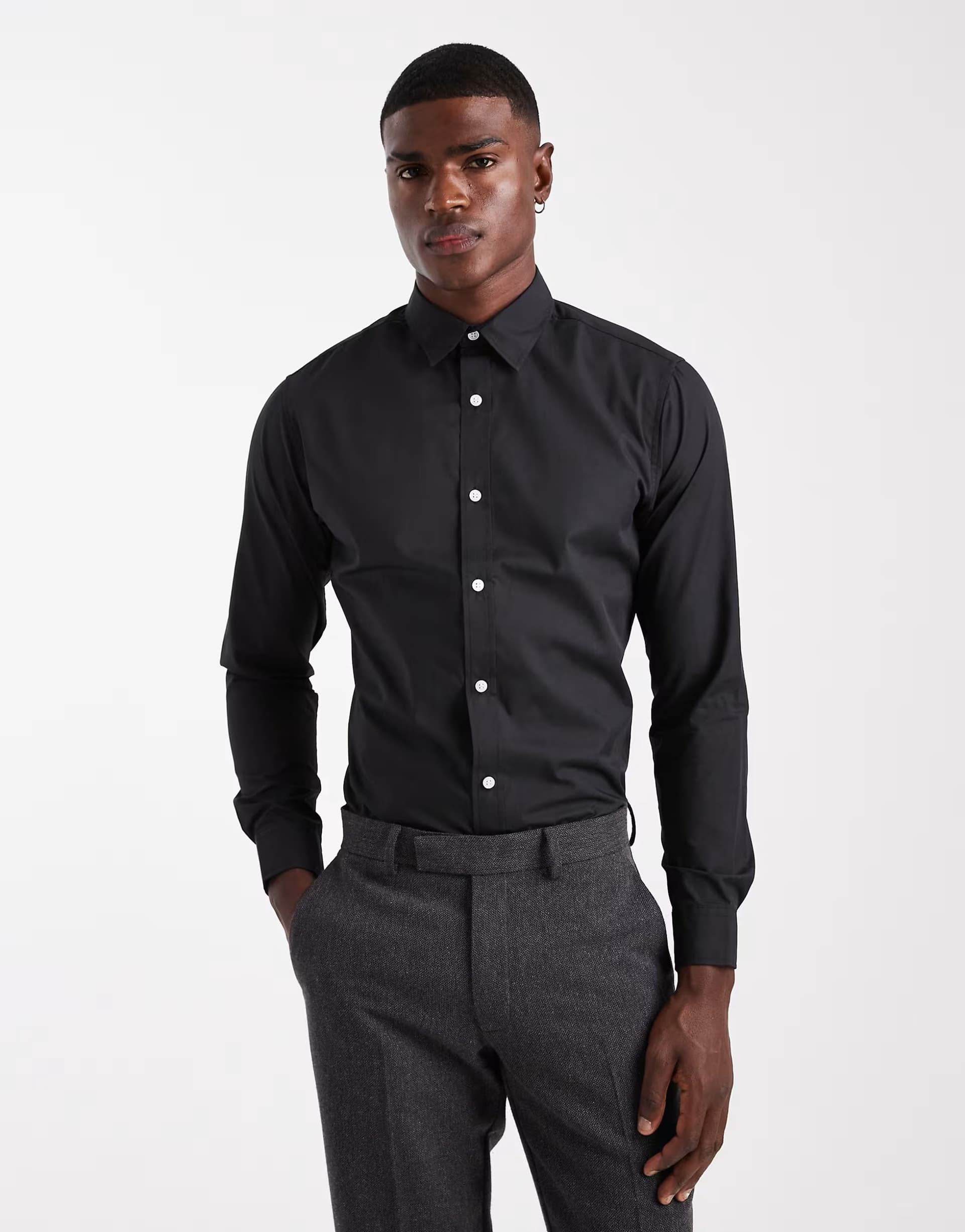 ASOS JJ Rebel smart shirt in black