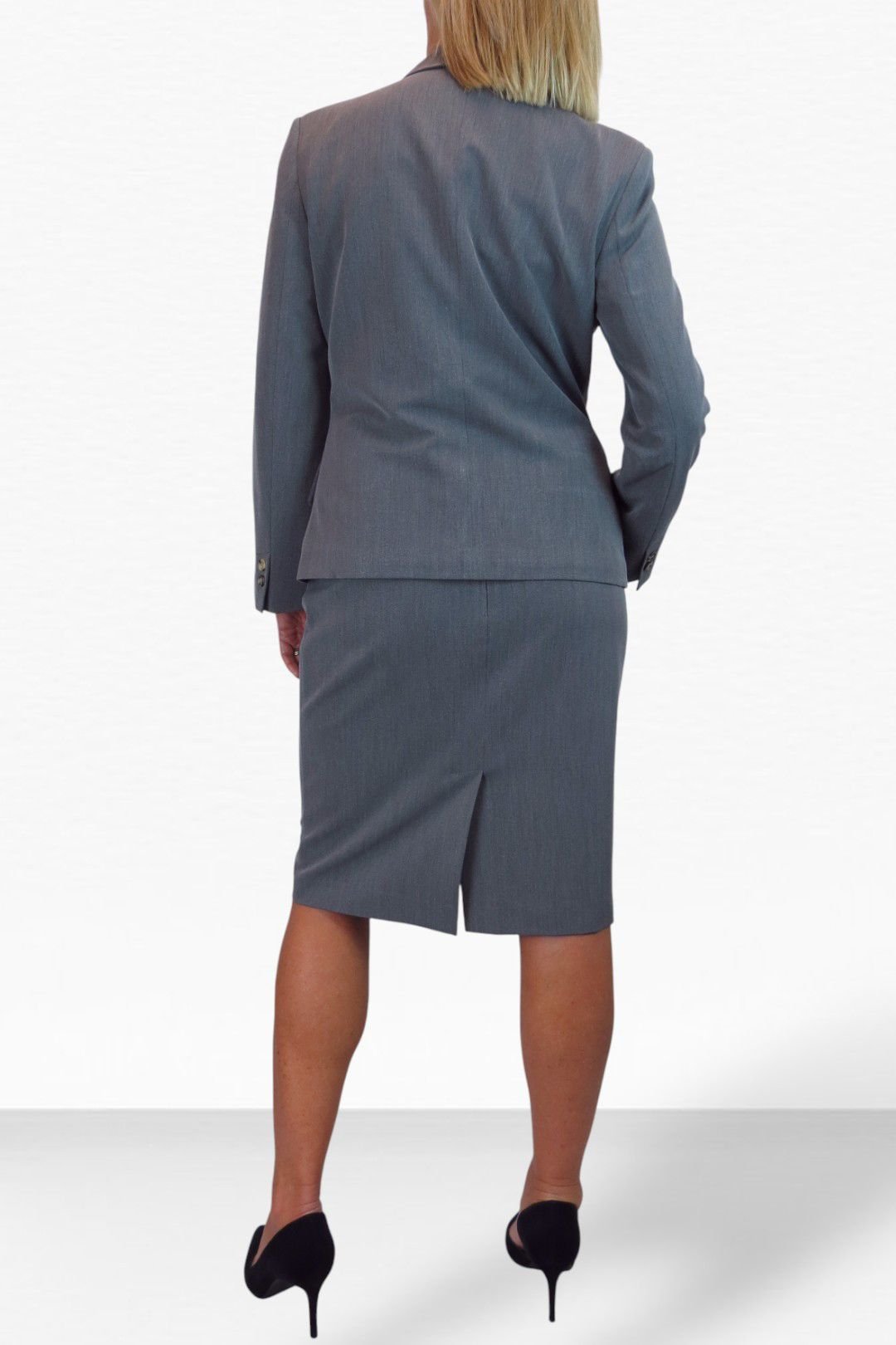 Paulo Due Paulo Due Women's 2 Piece Tailored Skirt Suit in Grey - 2