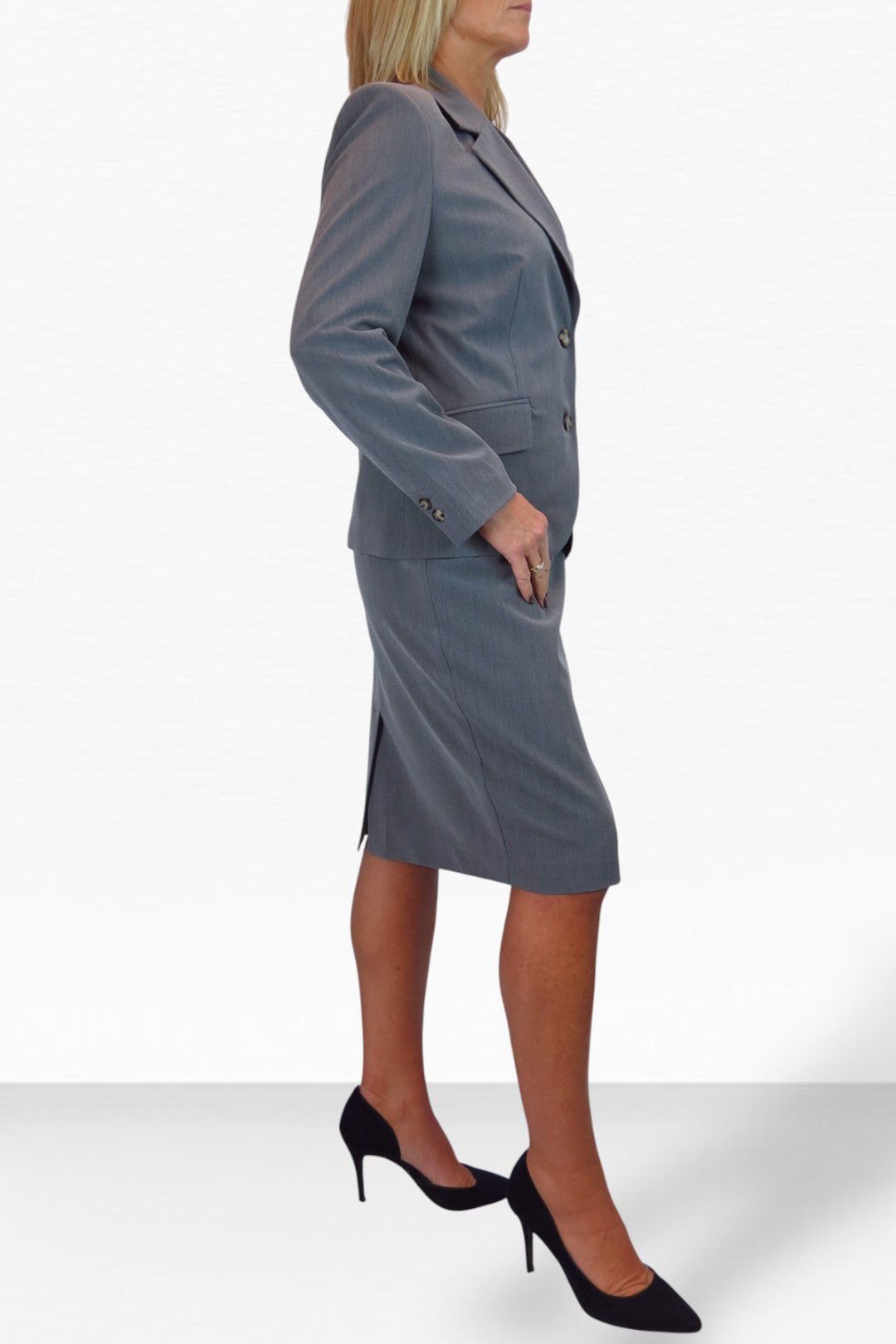 Paulo Due Paulo Due Women's 2 Piece Tailored Skirt Suit in Grey - 3