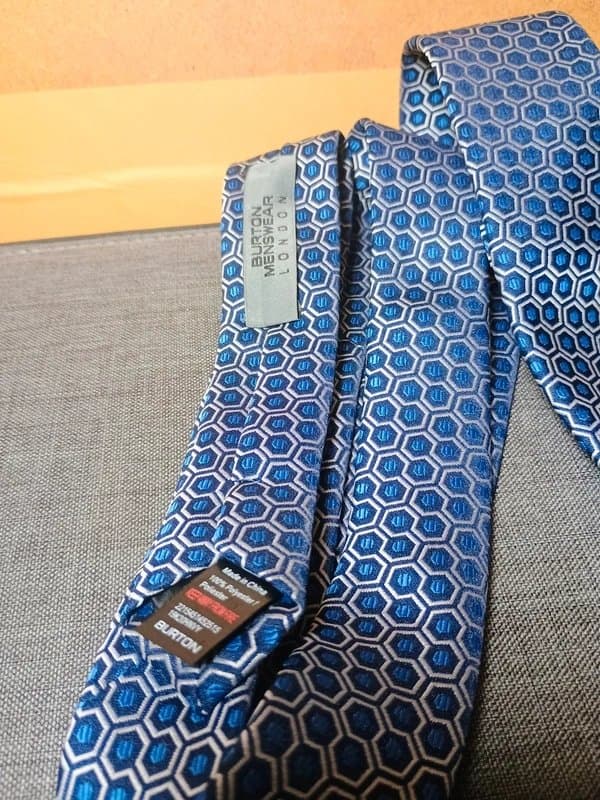 Burton Burton Menswear London Blue Geometric Hexagon Tie