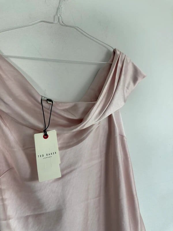 Ted Baker Ted baker £75 off shoulder asymmetrical top satin pale pink new 12 size 3 - 1