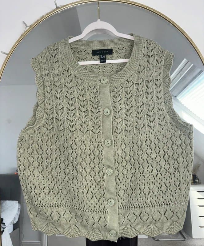 New Look Newlook sage green knitted waistcoat