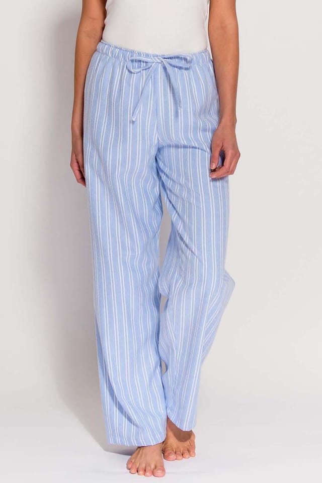 British Boxers British Boxers Women's 'Westwood' Blue Stripe Brushed Cotton Pyjama Trousers in Light Blue - 3