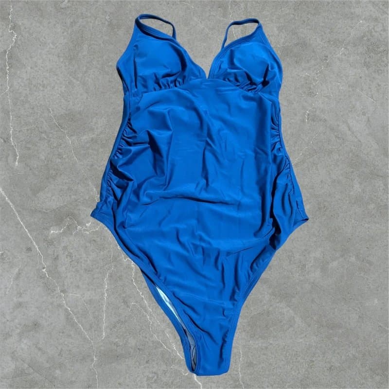 Cupshe blue swimsuit tummy control cupshe size 14 ruched one piece shaping upf50 adjustable straps