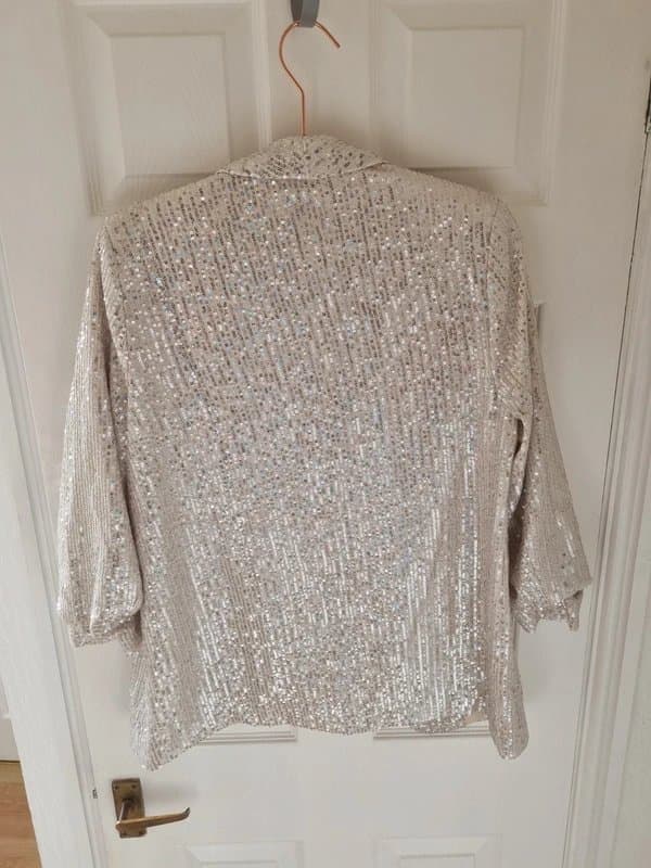 New Look Gold Sequin Ruched Sleeve Blazer