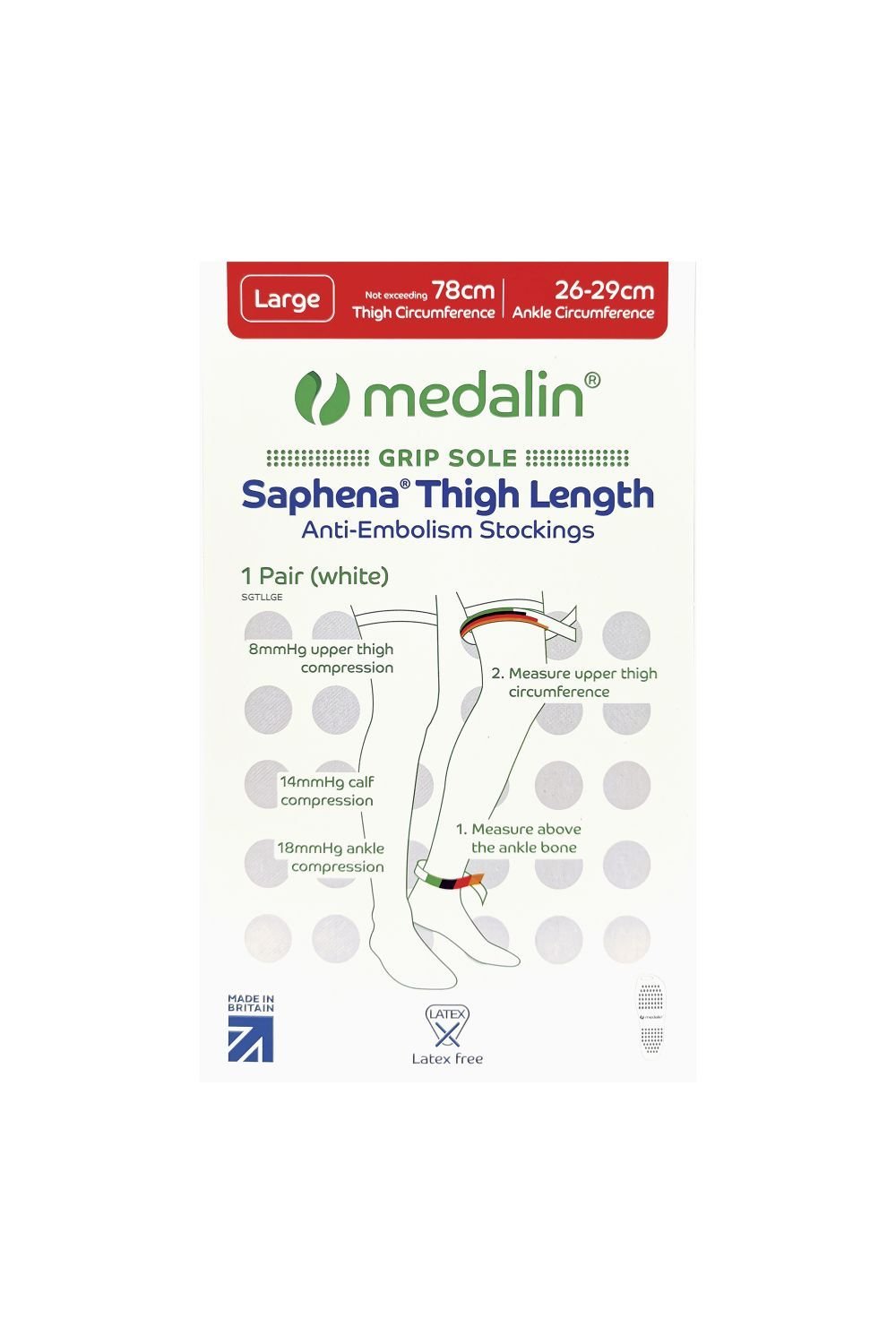 Medalin Medalin Men's Non Slip Thigh High Stockings in White - 2