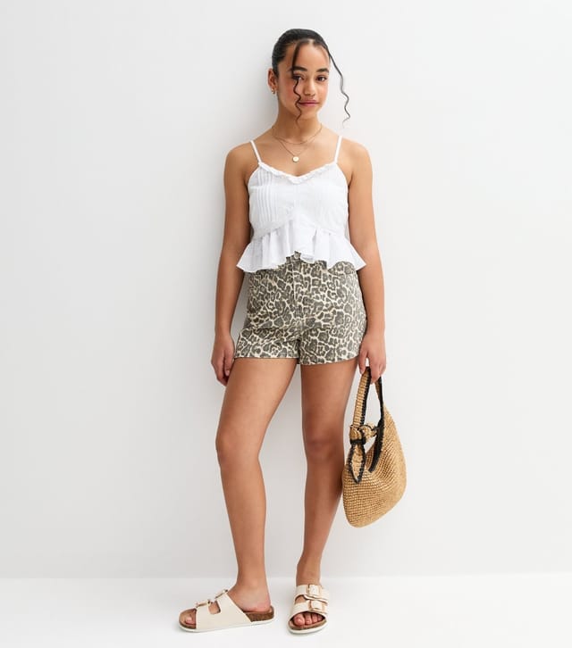 New Look Girls' White Pintuck Frill Trim Baby Doll Top New Look - 3