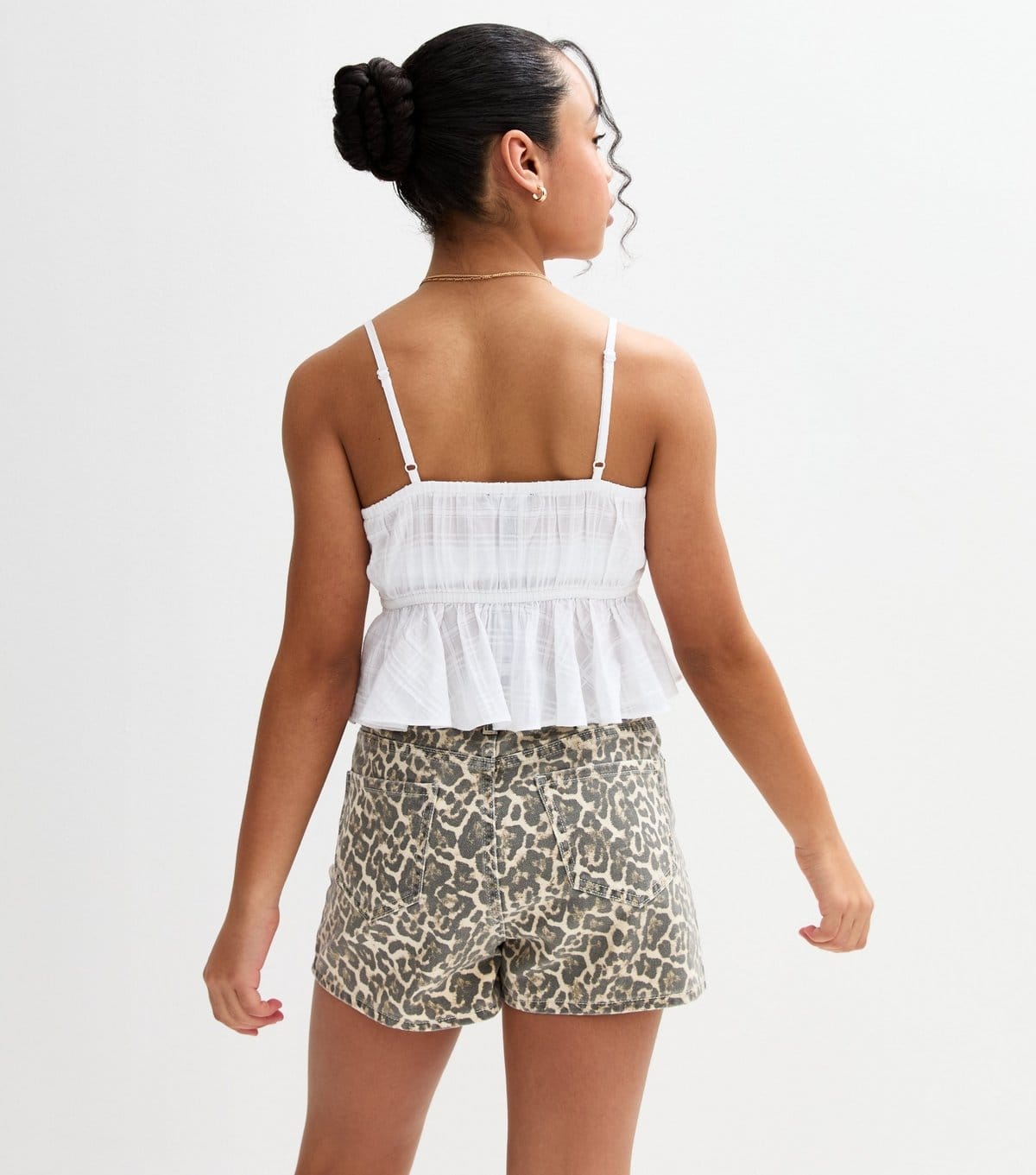 New Look Girls' White Pintuck Frill Trim Baby Doll Top New Look - 4