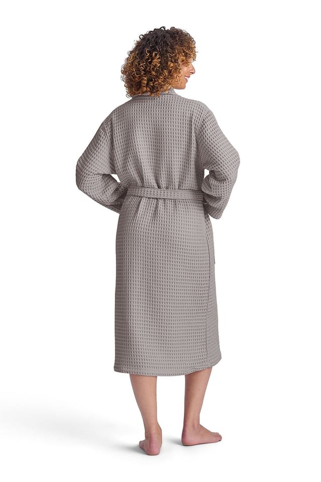 Christy CHRISTY Women's 'Waffle' 100% Turkish Cotton Kimono Style Bathrobe in Grey - 2