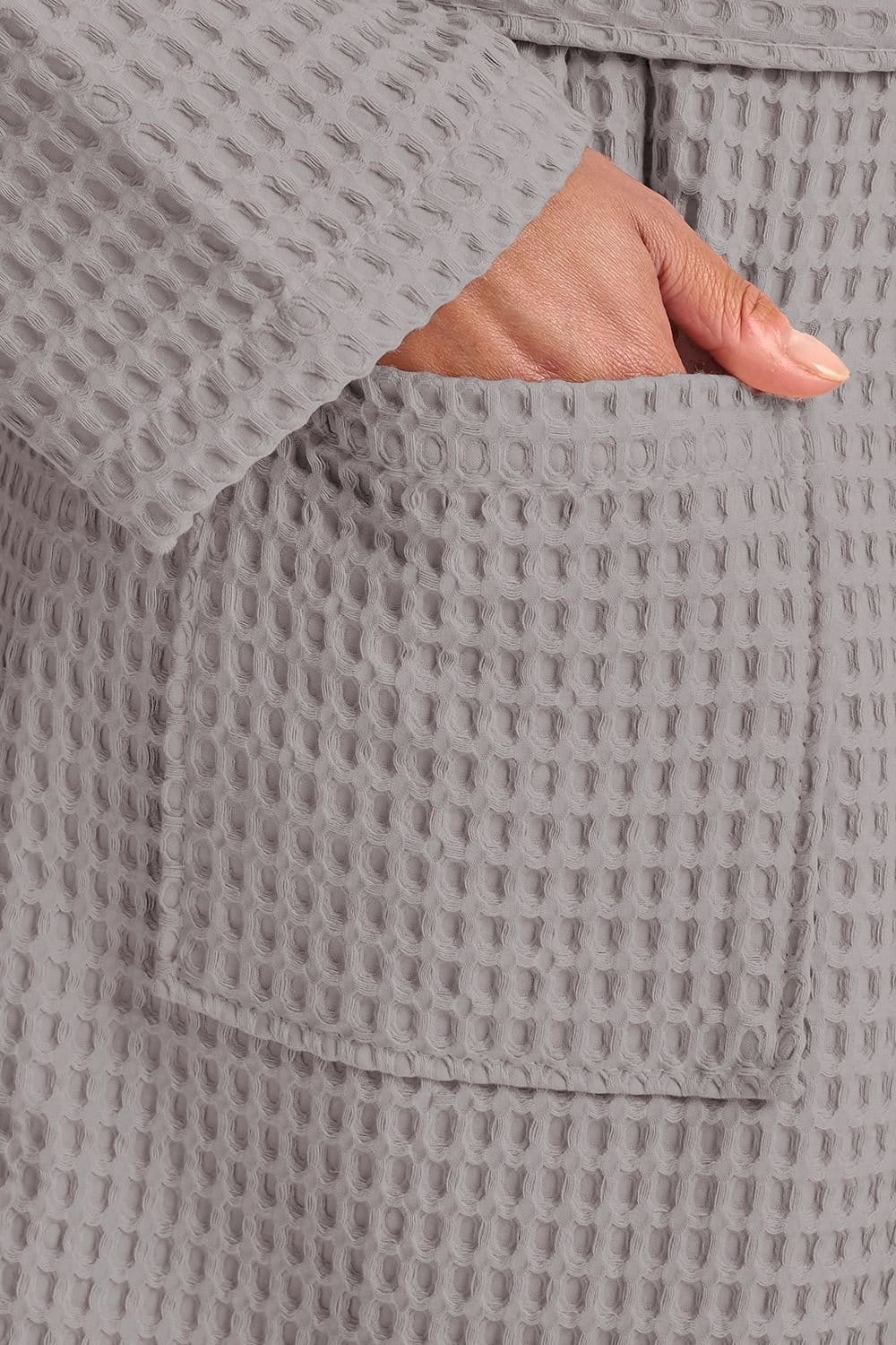 Christy CHRISTY Women's 'Waffle' 100% Turkish Cotton Kimono Style Bathrobe in Grey - 4