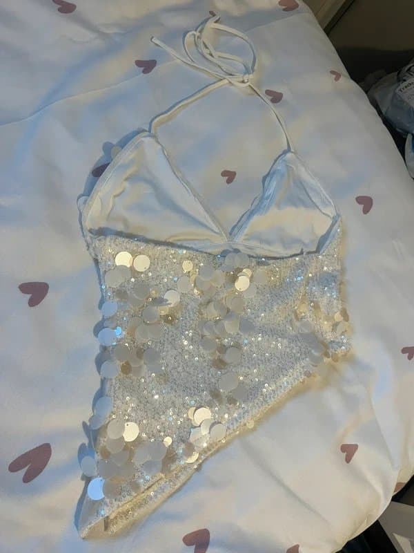 Bershka Sequin halter neck top