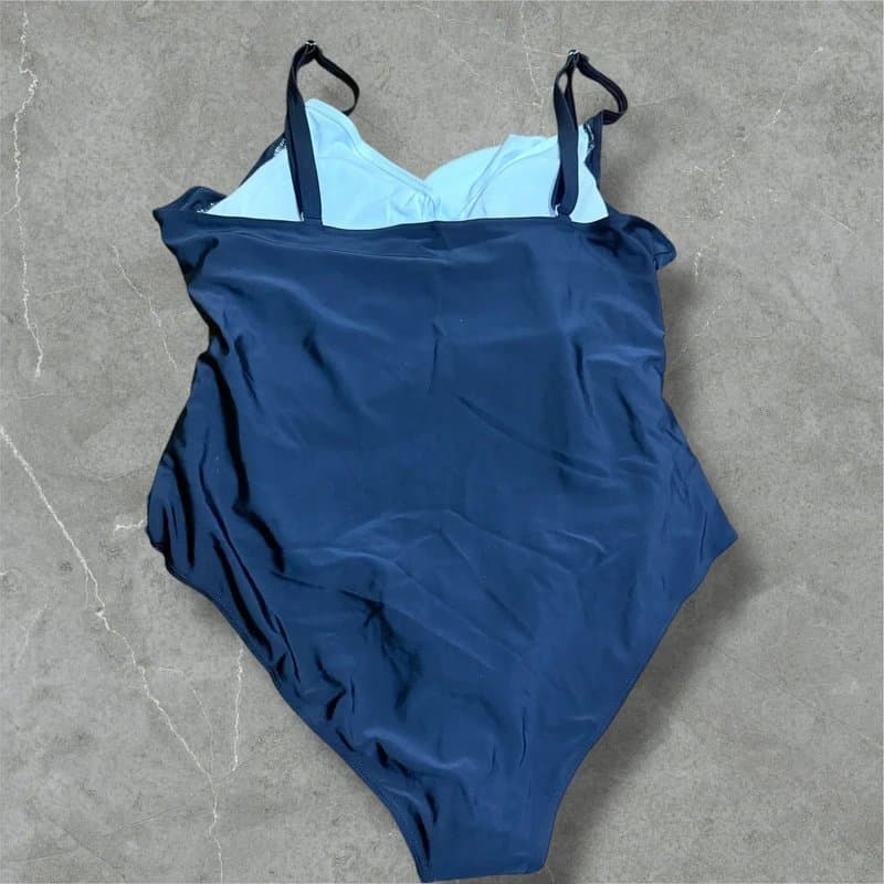 The Unbranded Brand bikini swimsuit one piece black floral tummy control size 22 new plus size swimwear