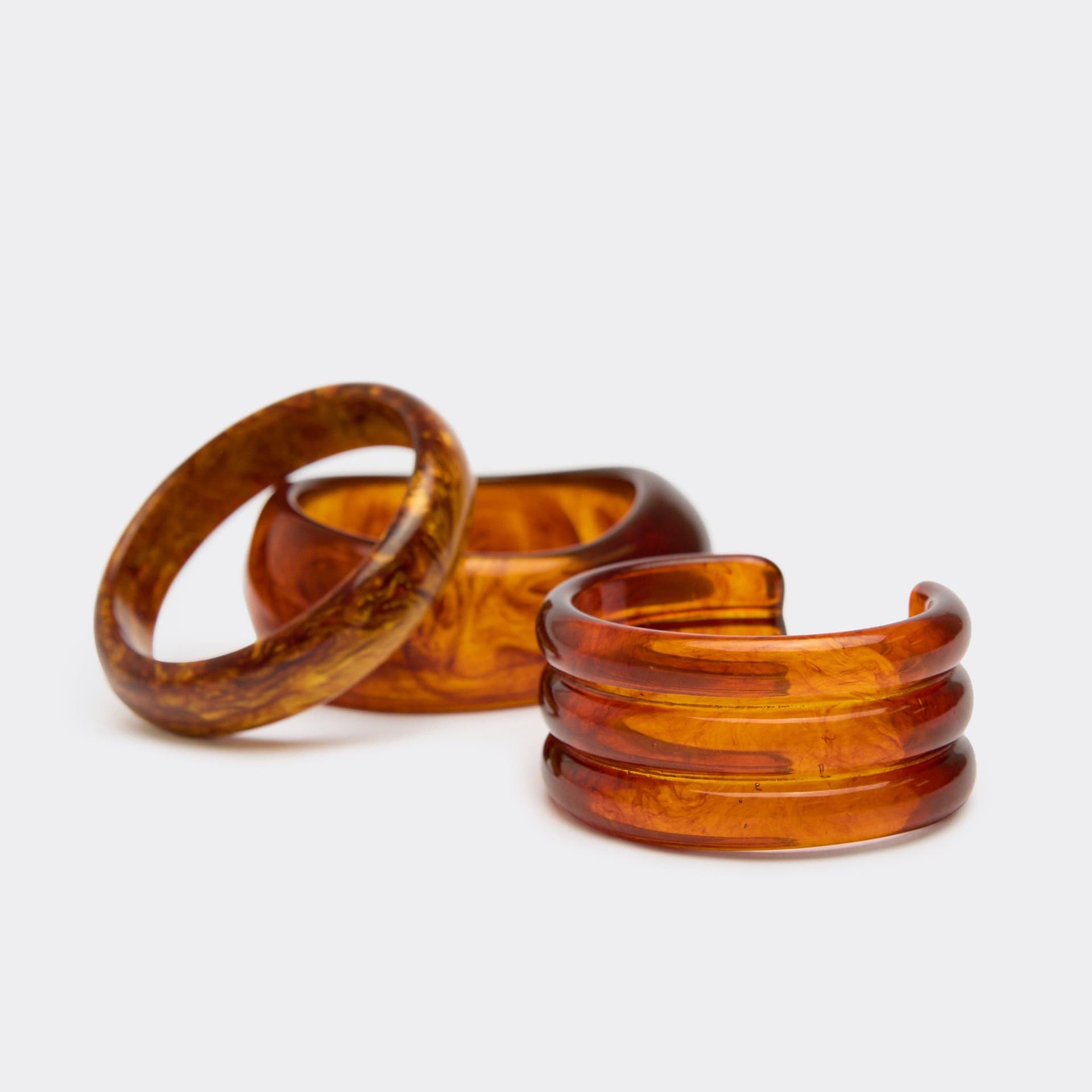 EGO Chunky Bangle Bracelet Multi Pack In Brown Resin, Women's Size UK 0
