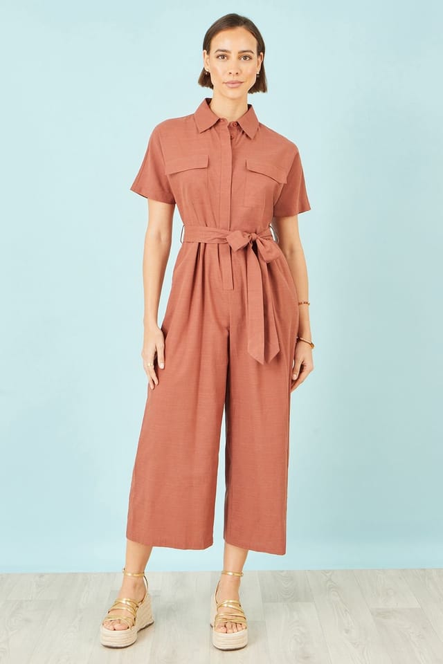 Yumi Yumi Women's Brown Utility Relaxed Jumpsuit - 2