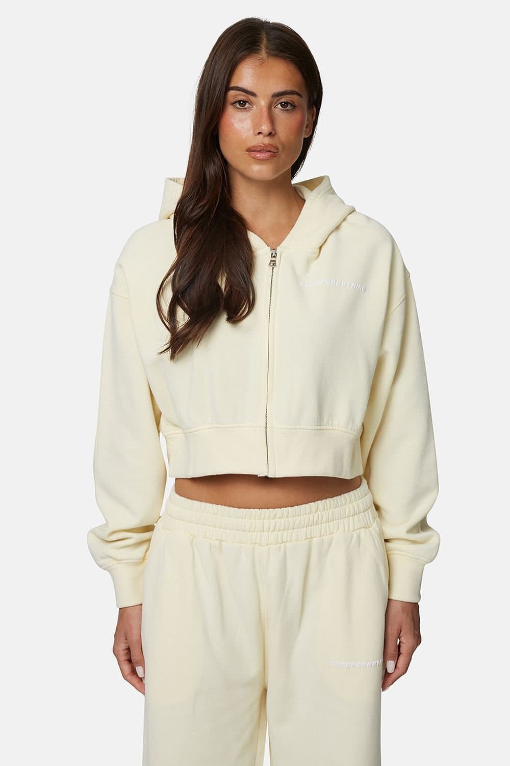 GOOD FOR NOTHING Good For Nothing Women's Vintage Wash Cropped Zip Through Hoodie in Yellow