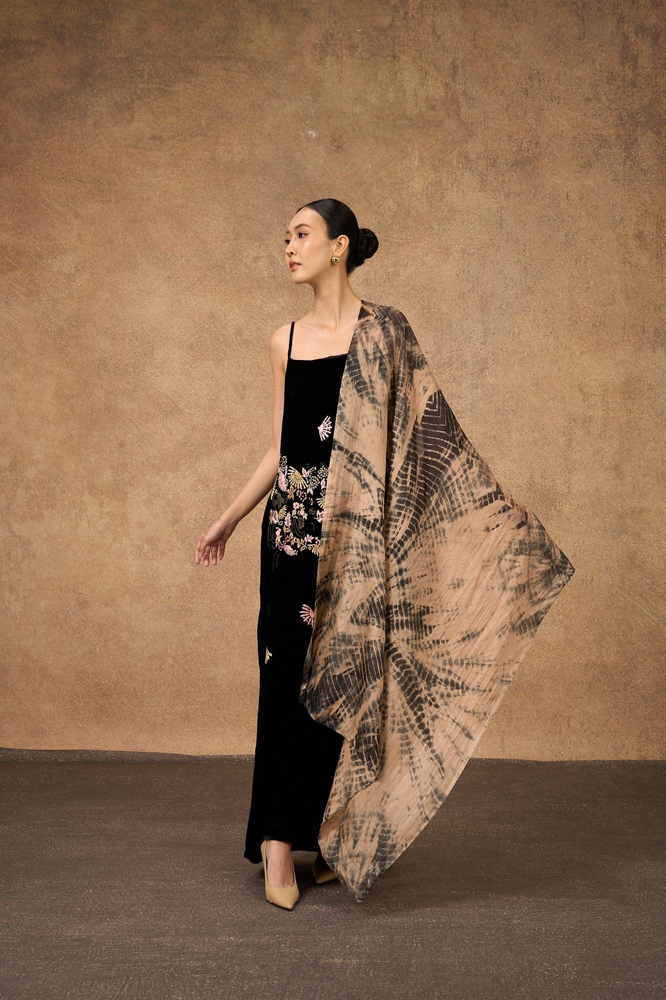 Silk and Bears Silk and Bears Women's Copper & Black Marble Silk Scarf - Hand-Dyed Shibori Mulberry Silk Shawl Wrap, Artisan Gift - 4