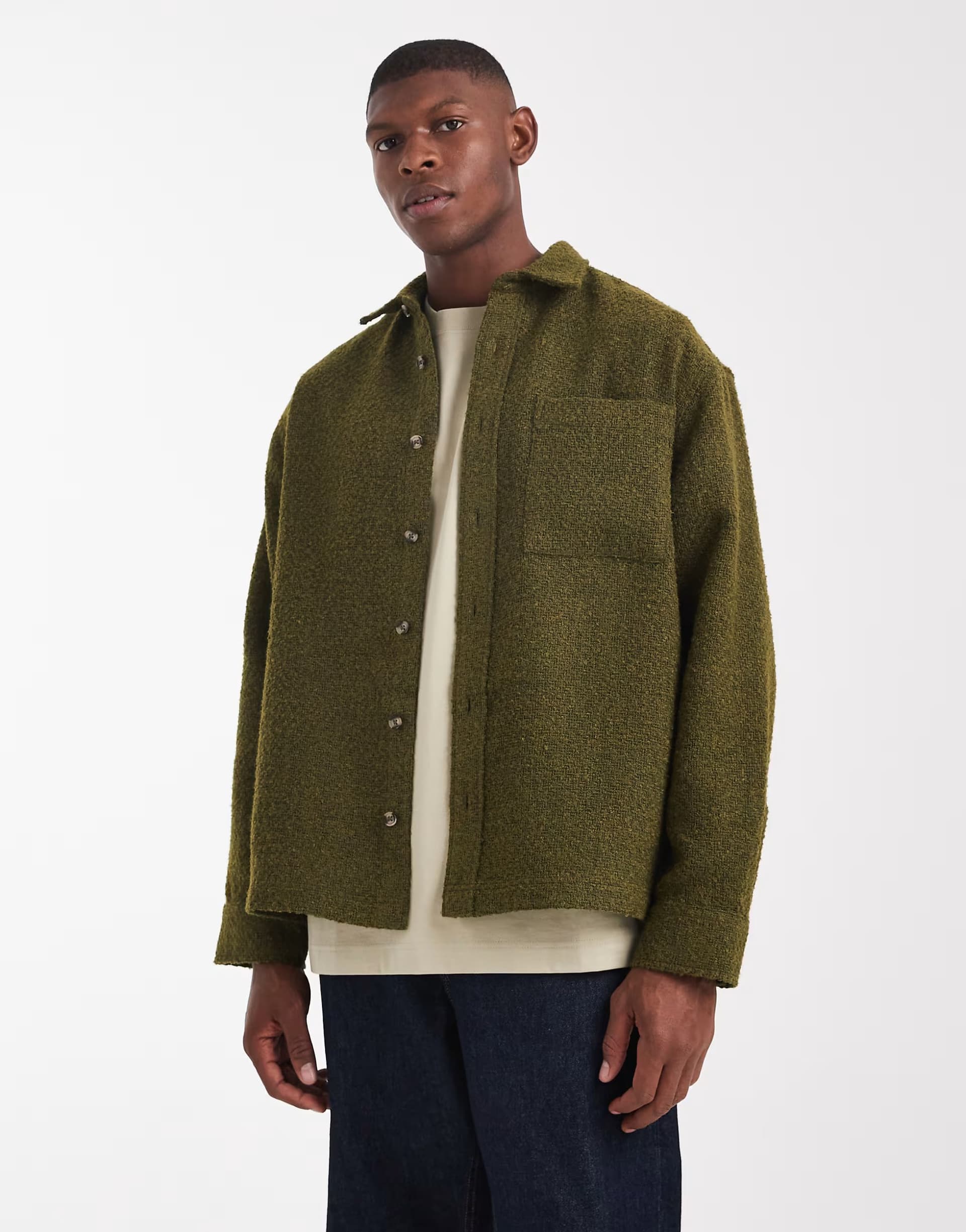 ASOS ASOS DESIGN boucle overshirt in green