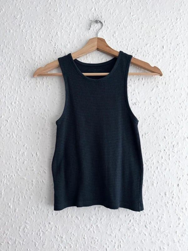 Brandy Melville Women's Brandy Melville Charcoal Navy Waffle Knit Racerback Tank Top Size S