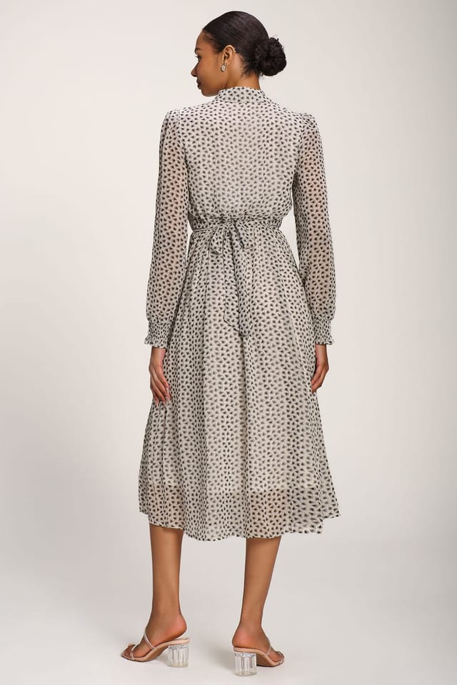 Jolie Moi Jolie Moi Women's Chiffon Ruffle Long Sleeve Shirt Dress - 2