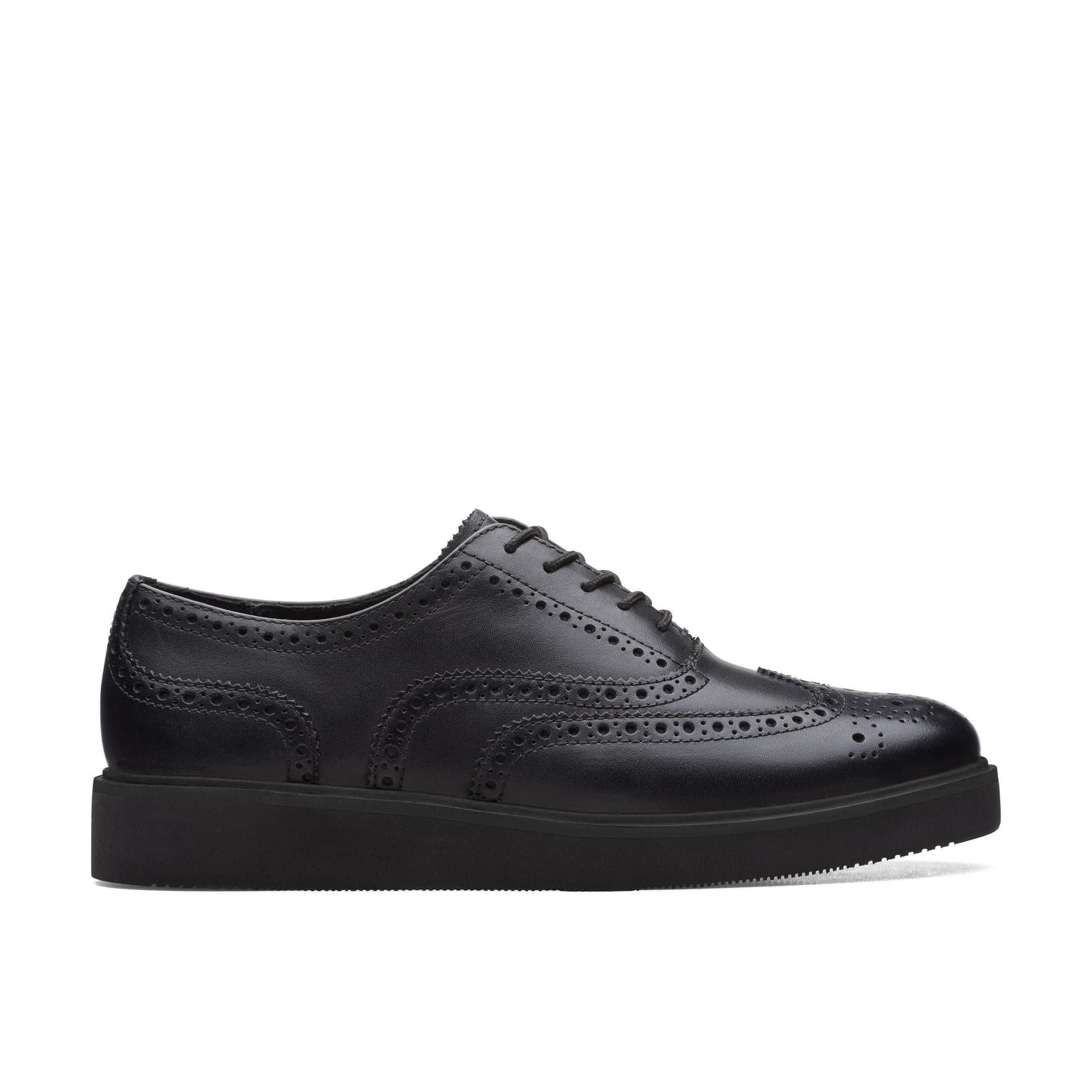 Clarks Clarks Women's Glickly Brogue 2 Black Leather Brogues, Lace Up