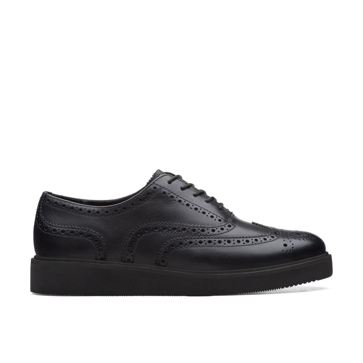 Clarks Clarks Women's Glickly Brogue 2 Black Leather Brogues, Lace Up - 1