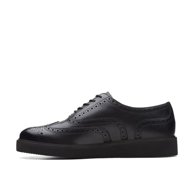 Clarks Clarks Women's Glickly Brogue 2 Black Leather Brogues, Lace Up - 2