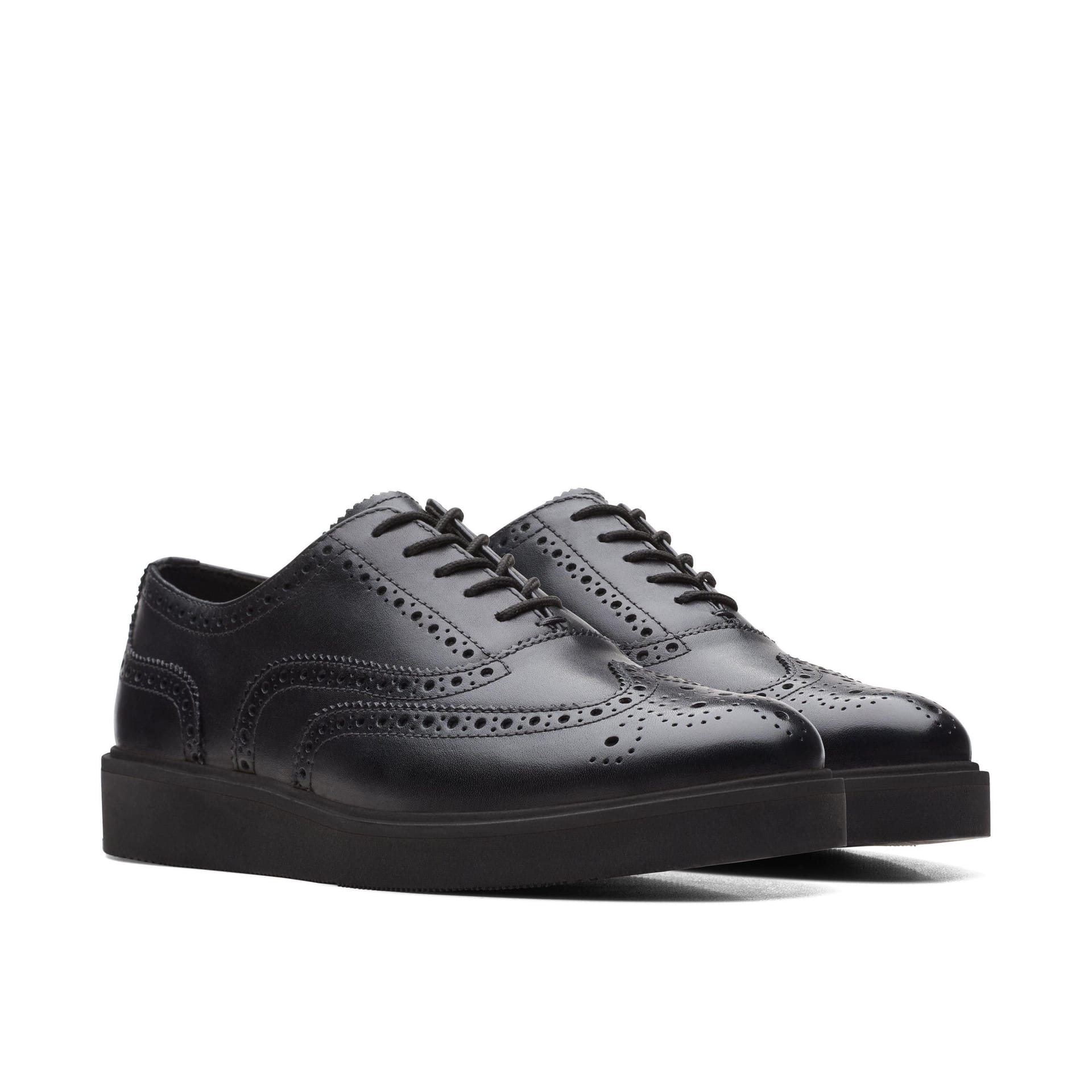 Clarks Clarks Women's Glickly Brogue 2 Black Leather Brogues, Lace Up - 4