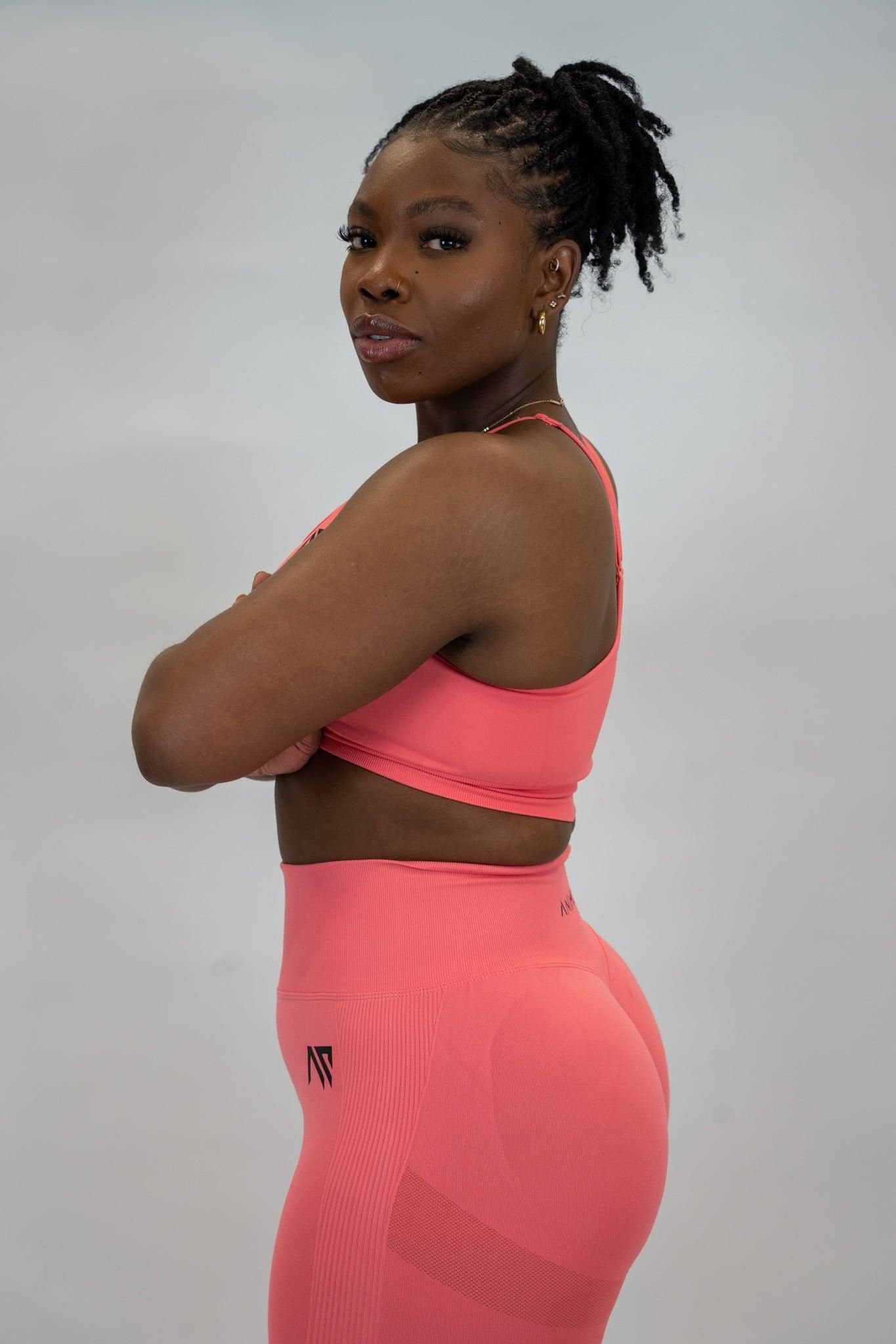 Animus Animus Women's Scrunched Bra Set in Coral - 4