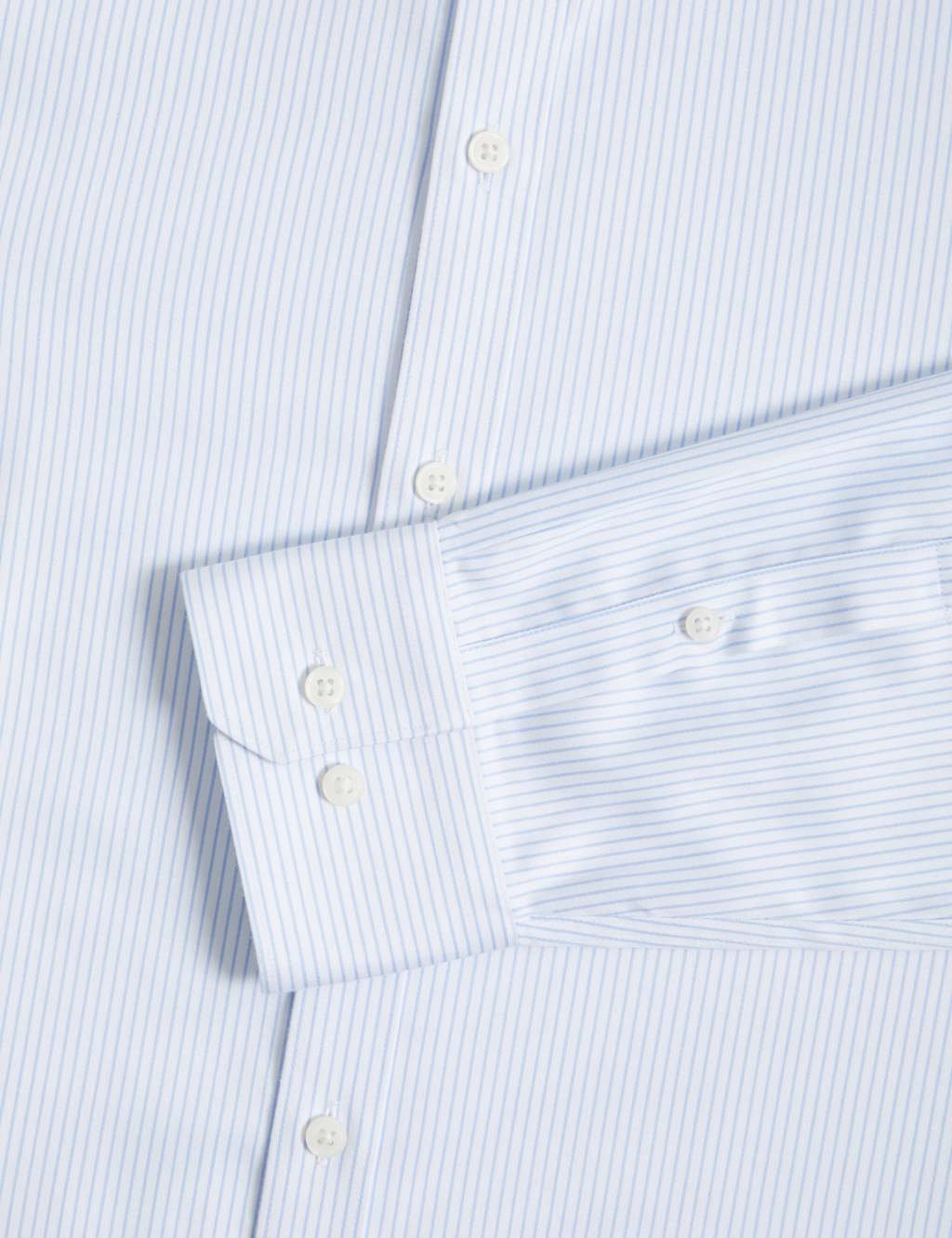Marks & Spencer M&S Regular Fit Ultimate Non Iron Cotton Striped Shirt Light Blue - 2