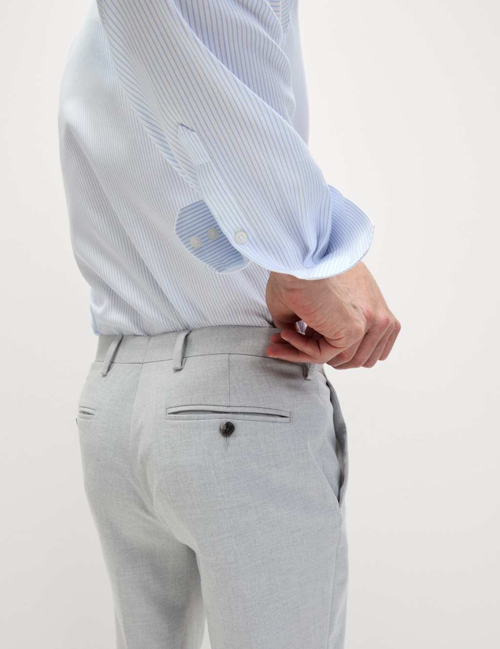 Marks & Spencer M&S Regular Fit Ultimate Non Iron Cotton Striped Shirt Light Blue - 3