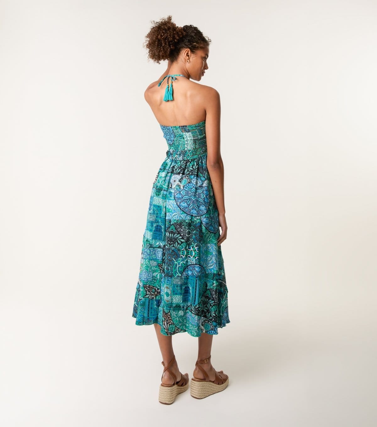 Blue Vanilla Women's Blue Abstract Print Halter Neck Midi Dress Blue Vanilla New Look - 4