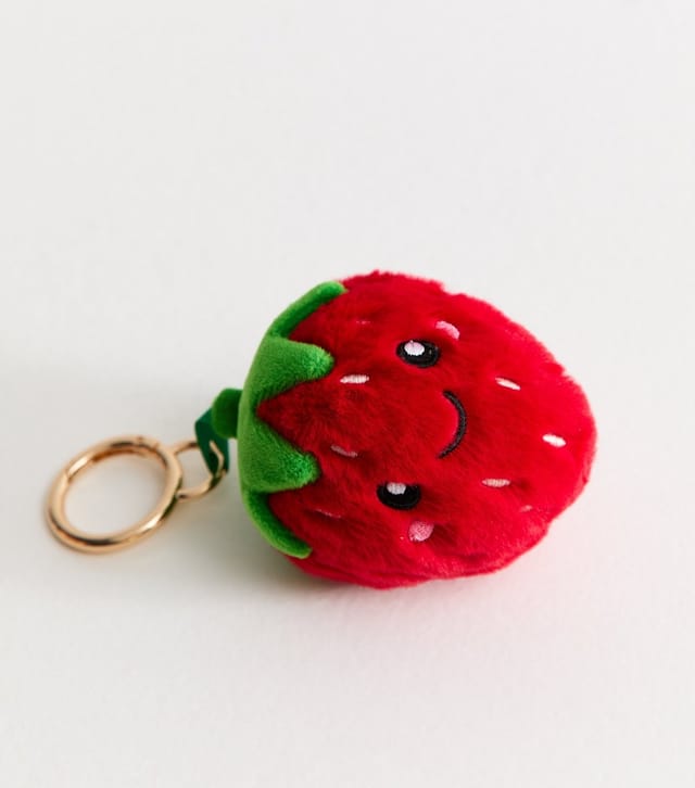 New Look Bright Red Plush Strawberry Bag Charm New Look - 3