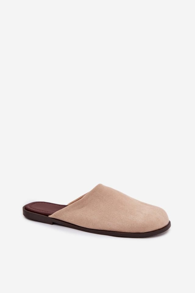 Love Lace Love Lace Women's Classic Faux Suede Flat Slip On Slippers with Rounded Toe in Beige - 2