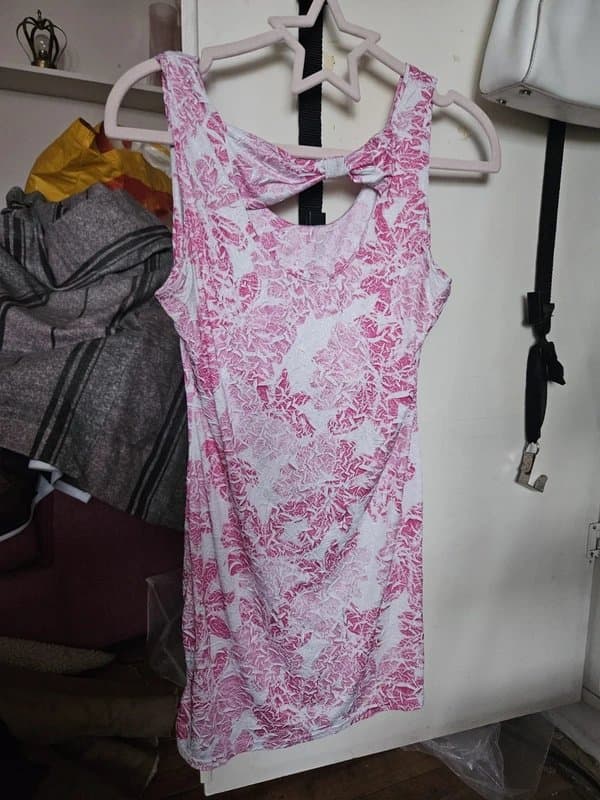 Jane Norman Vintage y2k 2000s ladies longline Jane Norman pink palmtree design vest top size 16