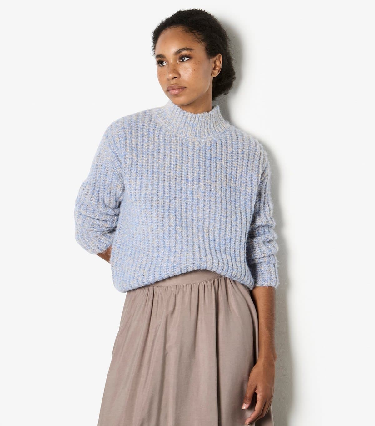 Apricot Women's Pale Blue Fisherman Mixed Knit Yarn Jumper Apricot New Look
