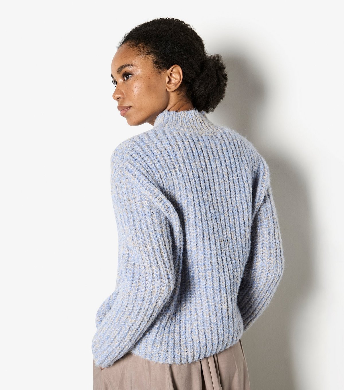 Apricot Women's Pale Blue Fisherman Mixed Knit Yarn Jumper Apricot New Look - 3
