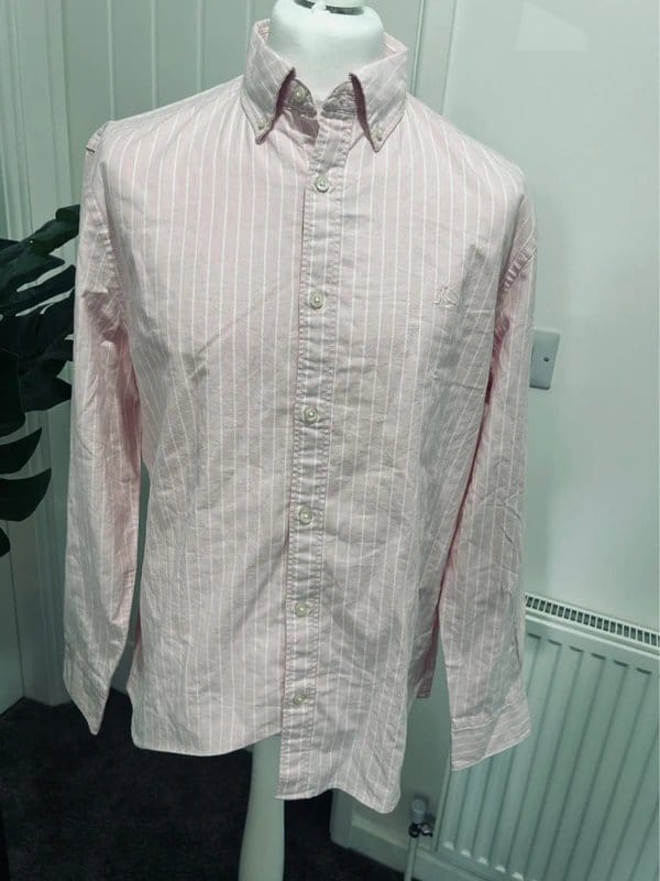 Charles Tyrwhitt Charles Tyrwhitt Oxford Stripe Non-Iron Shirt Size L Light Pink Slim Fit - 1