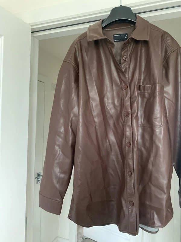 ASOS ASOS design brown faux leather shirt