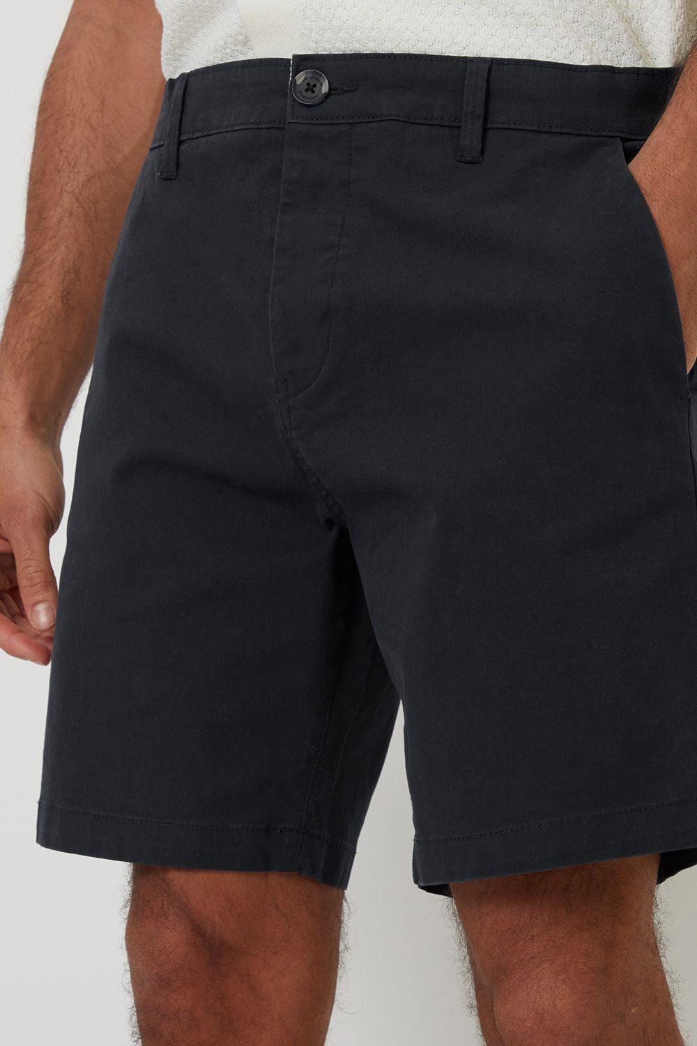 Threadbare Threadbare Men's Cotton Regular Fit Stretch Chino Shorts in Black - 4