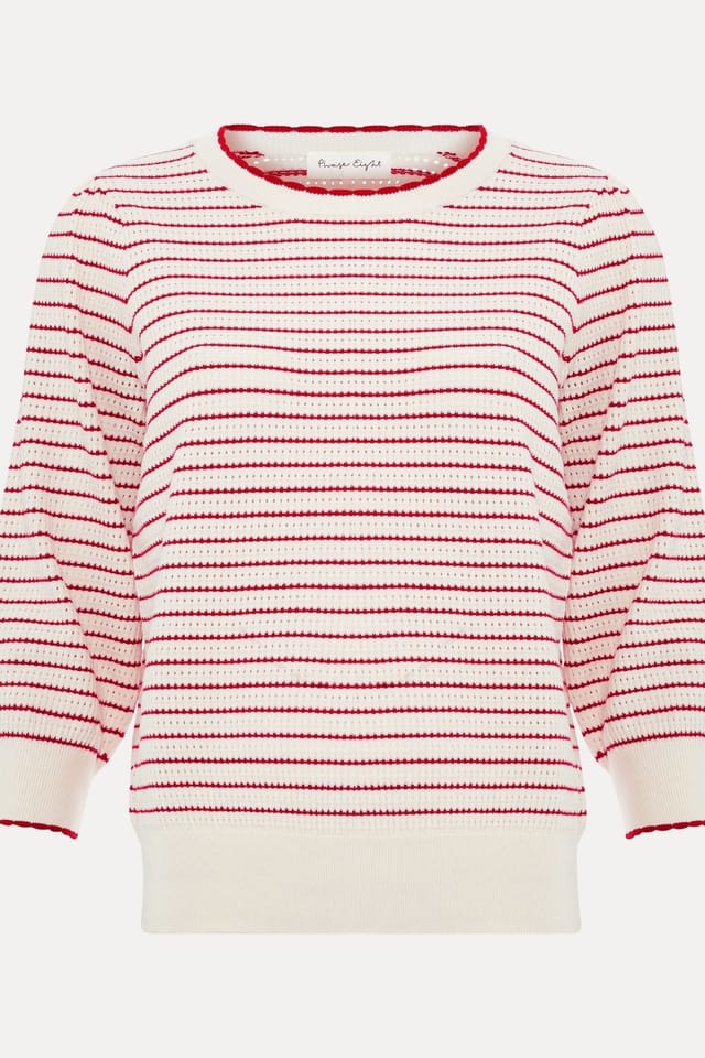 Phase Eight Phase Eight Women's Angel 3/4 Sleeve Stripe Jumper in Cream - 2