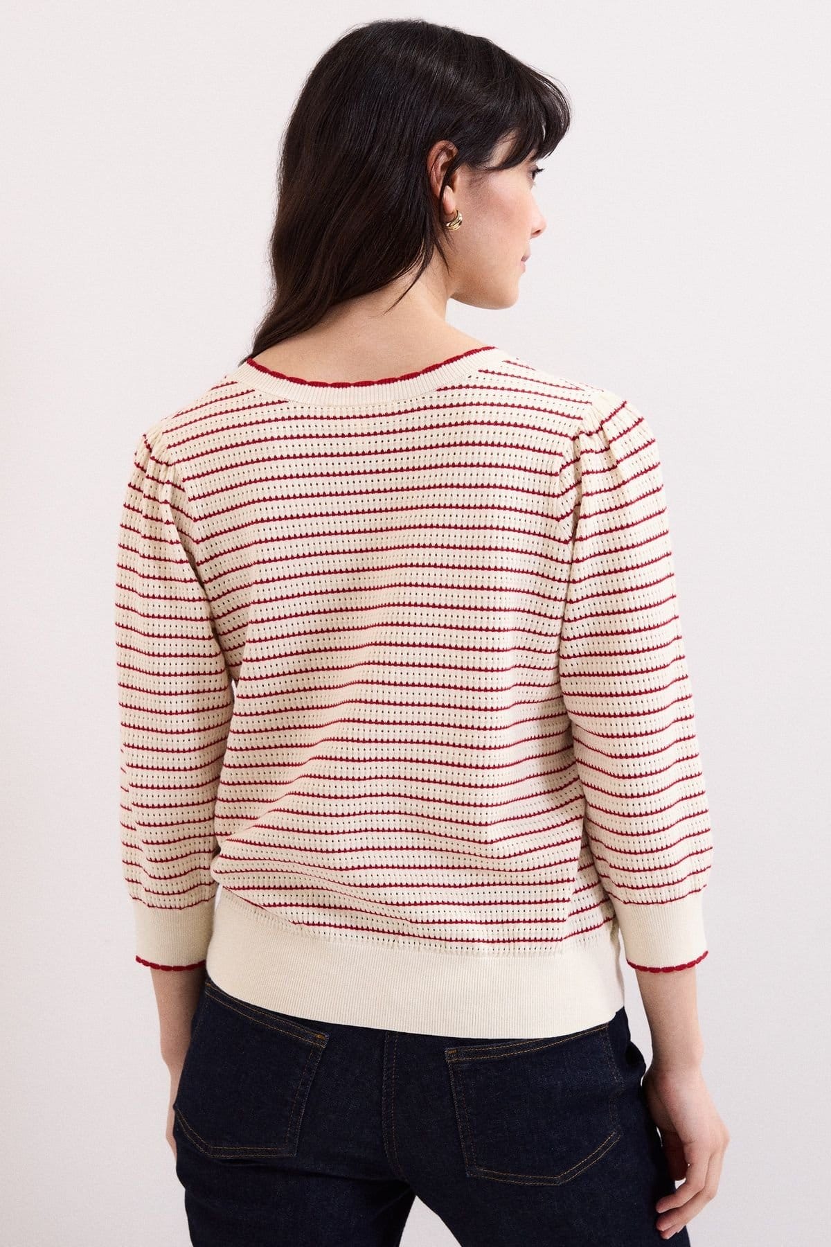 Phase Eight Phase Eight Women's Angel 3/4 Sleeve Stripe Jumper in Cream - 4