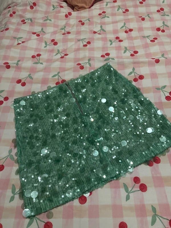 ASOS Design Mint green sequin skirt