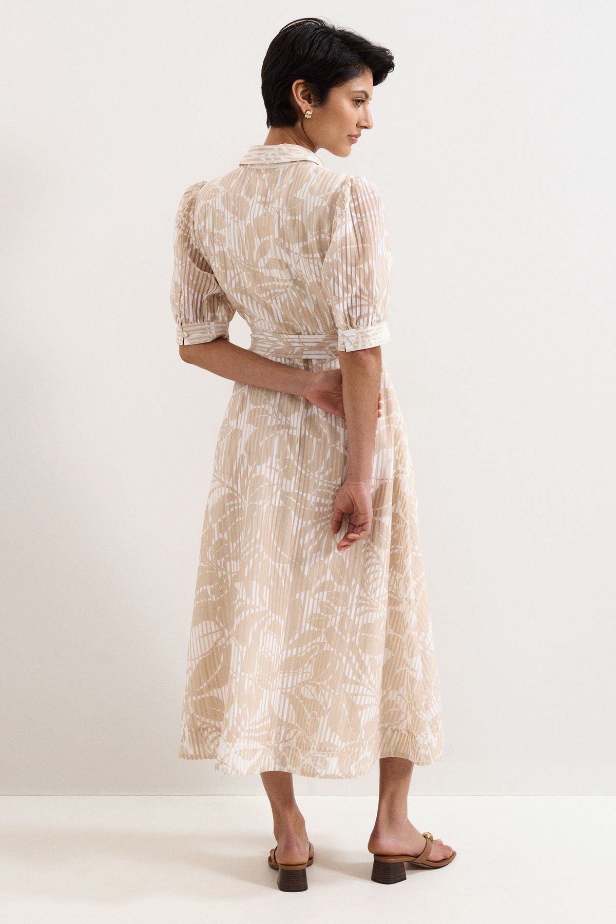 Phase Eight Phase Eight Women's Delphine Belted Midi Shirt Dress in Light Beige - 4