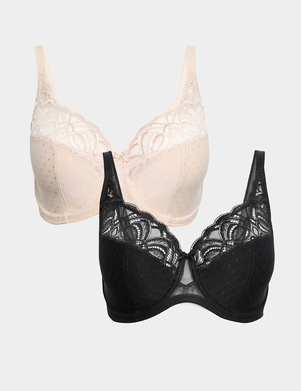 Marks & Spencer M&S 2 Pack Amelia Lace Wired Full Cup Bras (F-J) Black Mix