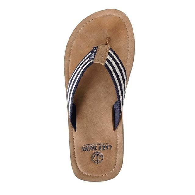 Lazy Jacks Lazy Jacks Men's Contrast Striped Flip Flops in Brown - 2